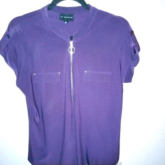 PURPLE BLOUSE WITH GOLD ZIPPER, SIZE XL - Picture 4 of 5